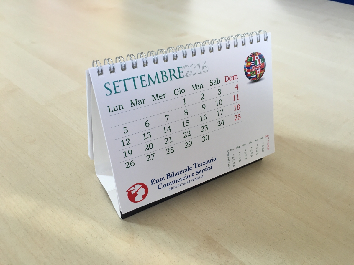 Stampa Calendario Tavolo Personalizzato Venezia per Ente Bilaterale Terziario Commercio e Servizi